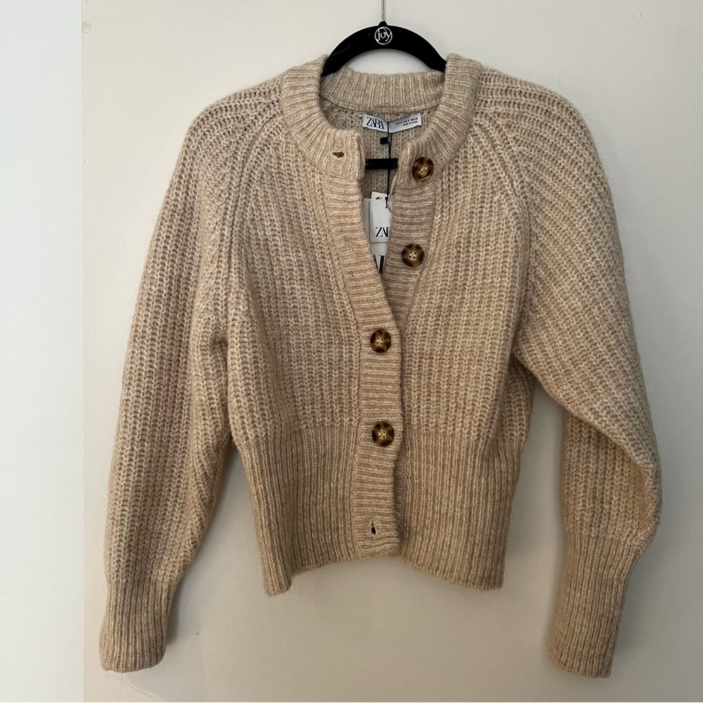 Zara Beige Knit Cardigan
